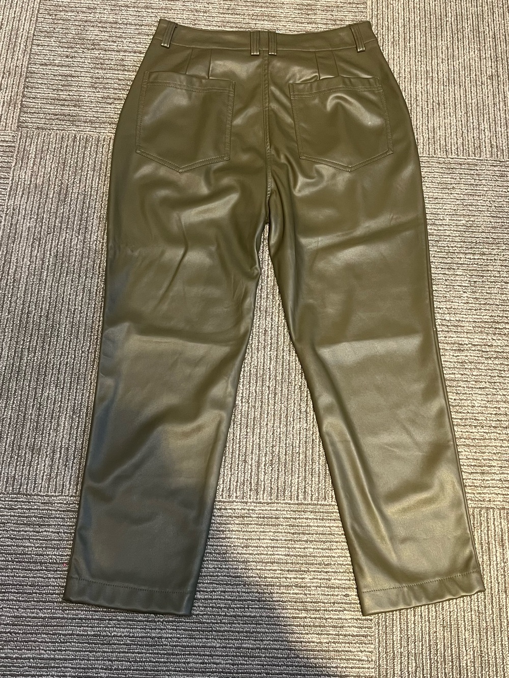 Topshop Olive Green Faux Leather Chinos
